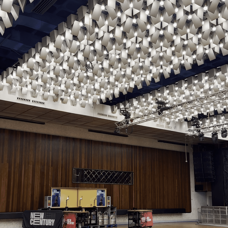 Restored interior of New Century Hall with original dancefloor